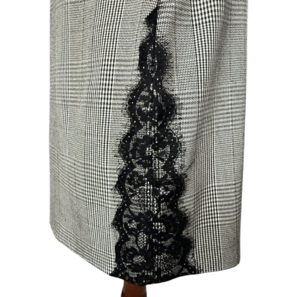 Zara Women TRF Collection Dress Black White Plaid Lace Trim Slip Mini Medium EUC - Picture 8 of 16